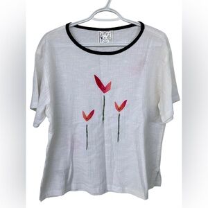 Vintage 1980s 1990s Play Alegre linen cotton hand painted shirt medium